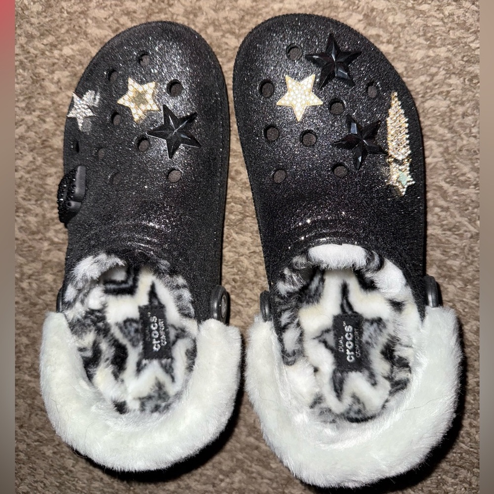 Crocs black sparkle size 8